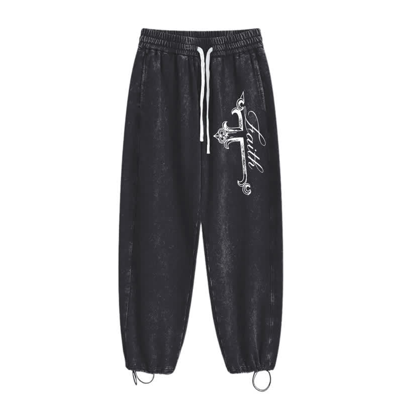 Christianartworkshop Pantalones deportivos lavados con cruz ornamentada de Walk By Faith - image 10
