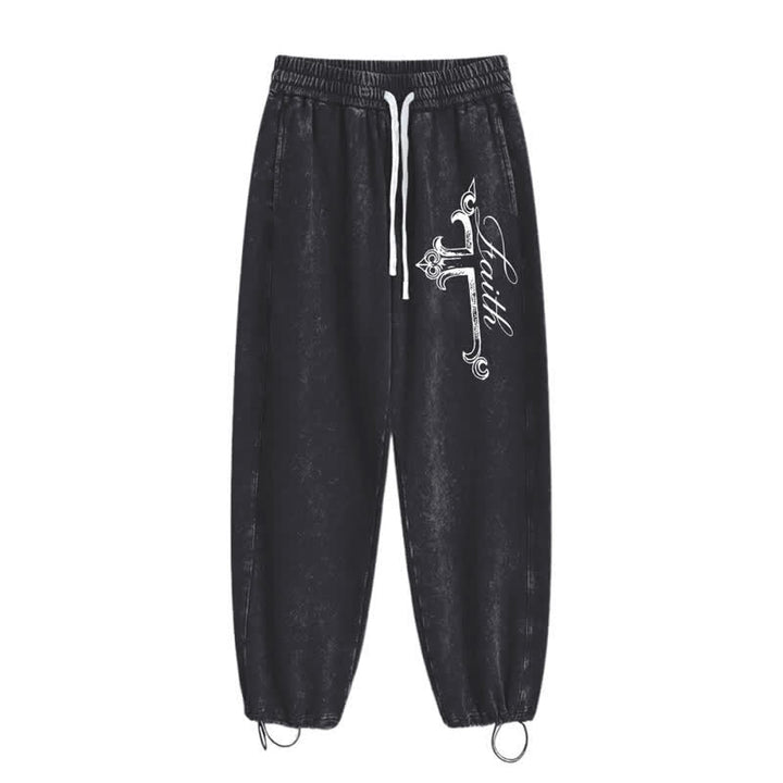 Christianartworkshop Pantalones deportivos lavados con cruz ornamentada de Walk By Faith - image 10