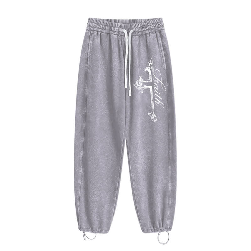 Christianartworkshop Pantalones deportivos lavados con cruz ornamentada de Walk By Faith - image 18
