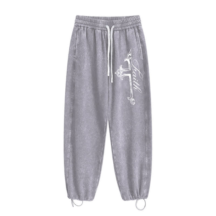 Christianartworkshop Pantalones deportivos lavados con cruz ornamentada de Walk By Faith - image 18