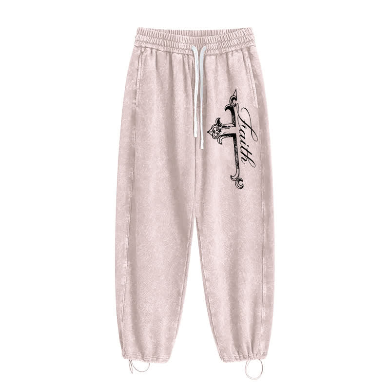 Christianartworkshop Pantalones deportivos lavados con cruz ornamentada de Walk By Faith - image 2