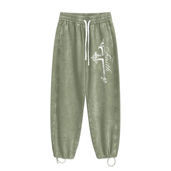 Christianartworkshop Pantalones deportivos lavados con cruz ornamentada de Walk By Faith - image 26