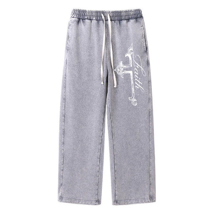 Christianartworkshop Pantalones deportivos lavados con cruz ornamentada de Walk By Faith - Gris - 2XL - image 16