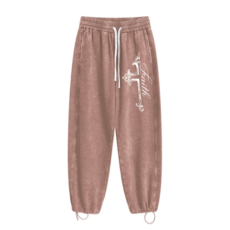 Christianartworkshop Pantalones deportivos lavados con cruz ornamentada de Walk By Faith - image 34