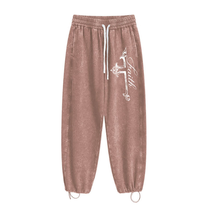 Christianartworkshop Pantalones deportivos lavados con cruz ornamentada de Walk By Faith - image 34