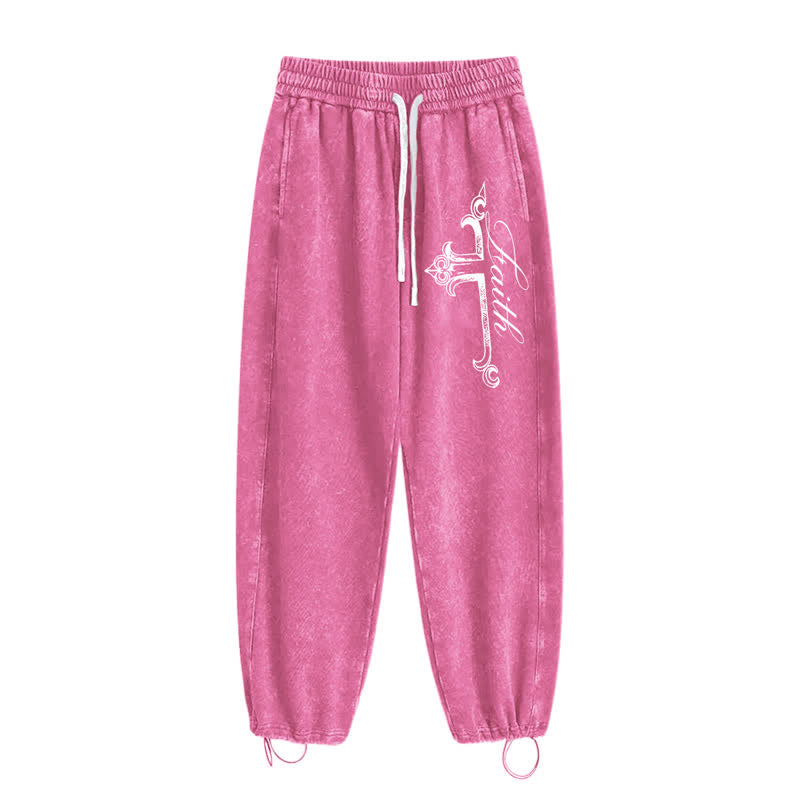 Christianartworkshop Pantalones deportivos lavados con cruz ornamentada de Walk By Faith - image 42