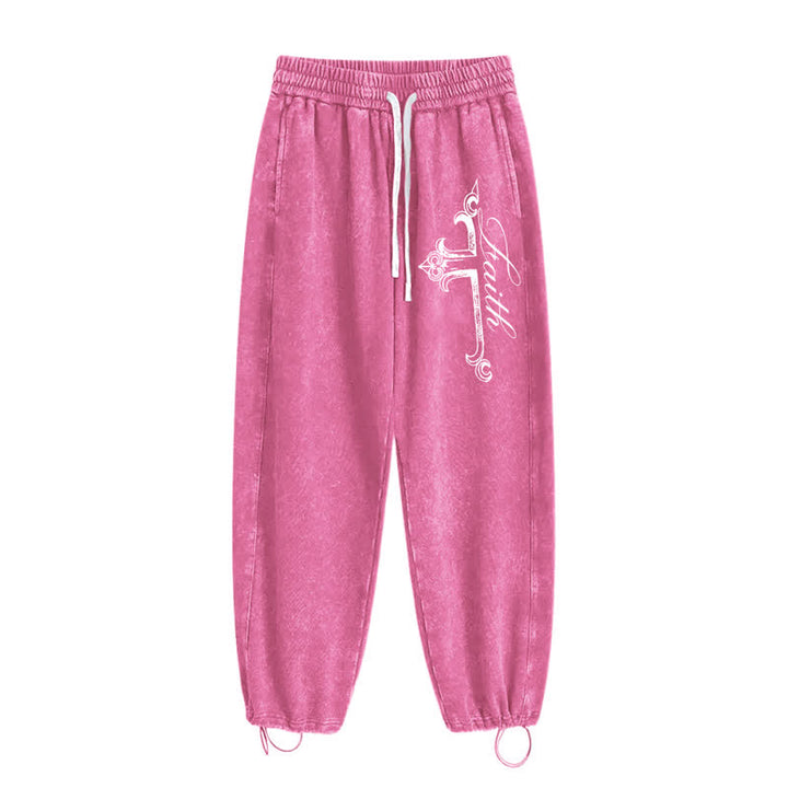 Christianartworkshop Pantalones deportivos lavados con cruz ornamentada de Walk By Faith - image 42