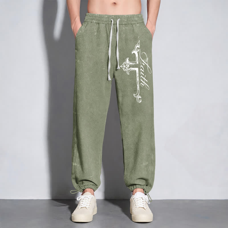 Christianartworkshop Pantalones deportivos lavados con cruz ornamentada de Walk By Faith - image 30