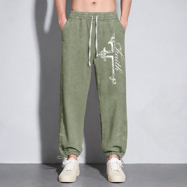 Christianartworkshop Pantalones deportivos lavados con cruz ornamentada de Walk By Faith - image 30