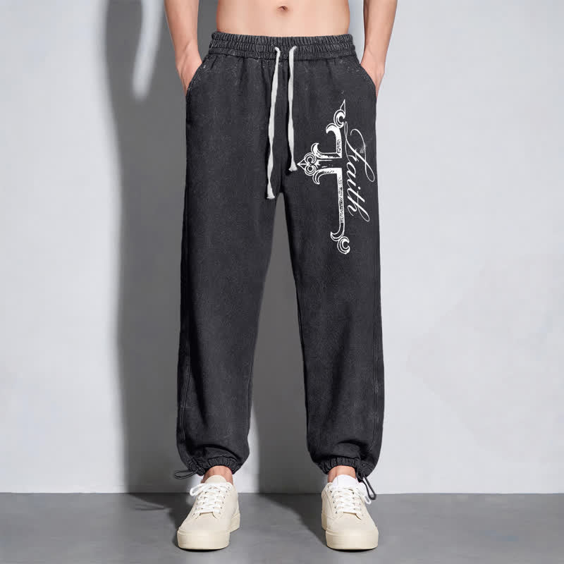 Christianartworkshop Pantalones deportivos lavados con cruz ornamentada de Walk By Faith - image 14