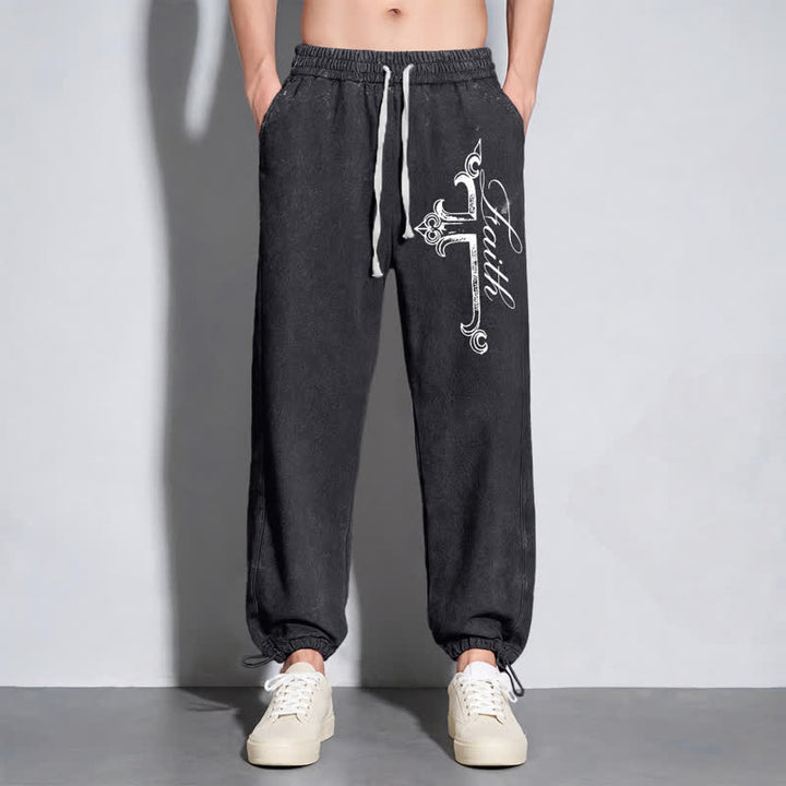Christianartworkshop Pantalones deportivos lavados con cruz ornamentada de Walk By Faith - image 14