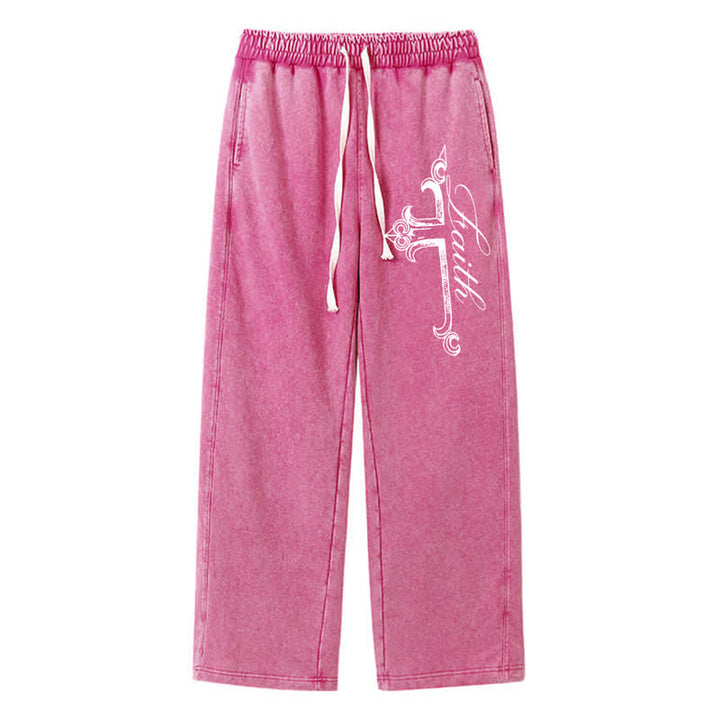 Christianartworkshop Pantalones deportivos lavados con cruz ornamentada de Walk By Faith - Rosa - 2XL - image 40