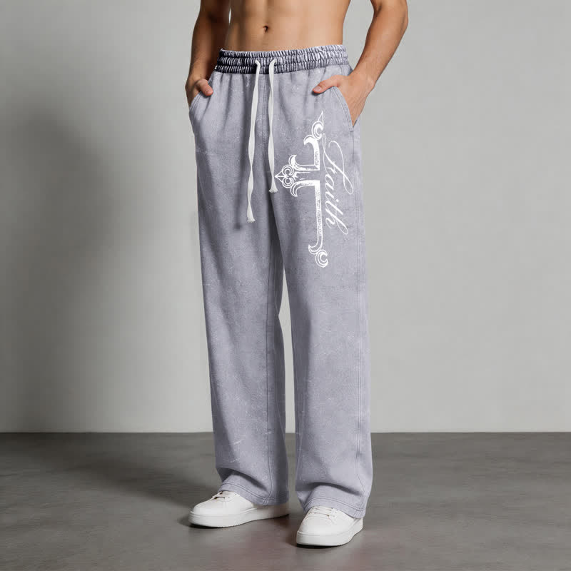 Christianartworkshop Pantalones deportivos lavados con cruz ornamentada de Walk By Faith - image 20
