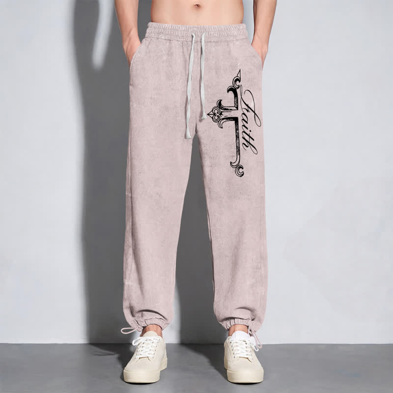 Christianartworkshop Pantalones deportivos lavados con cruz ornamentada de Walk By Faith - image 6