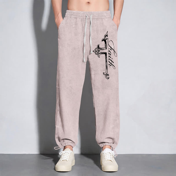 Christianartworkshop Pantalones deportivos lavados con cruz ornamentada de Walk By Faith - image 6