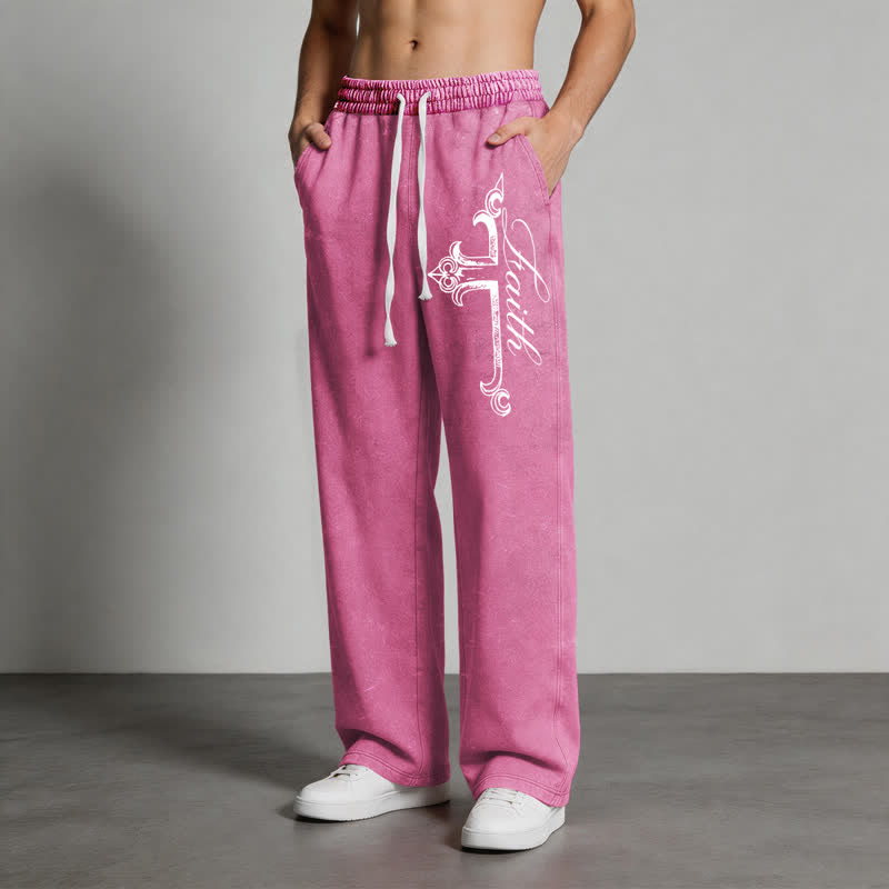 Christianartworkshop Pantalones deportivos lavados con cruz ornamentada de Walk By Faith - image 44