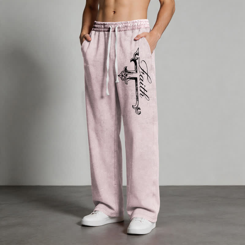 Christianartworkshop Pantalones deportivos lavados con cruz ornamentada de Walk By Faith - image 4