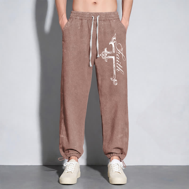 Christianartworkshop Pantalones deportivos lavados con cruz ornamentada de Walk By Faith - image 38