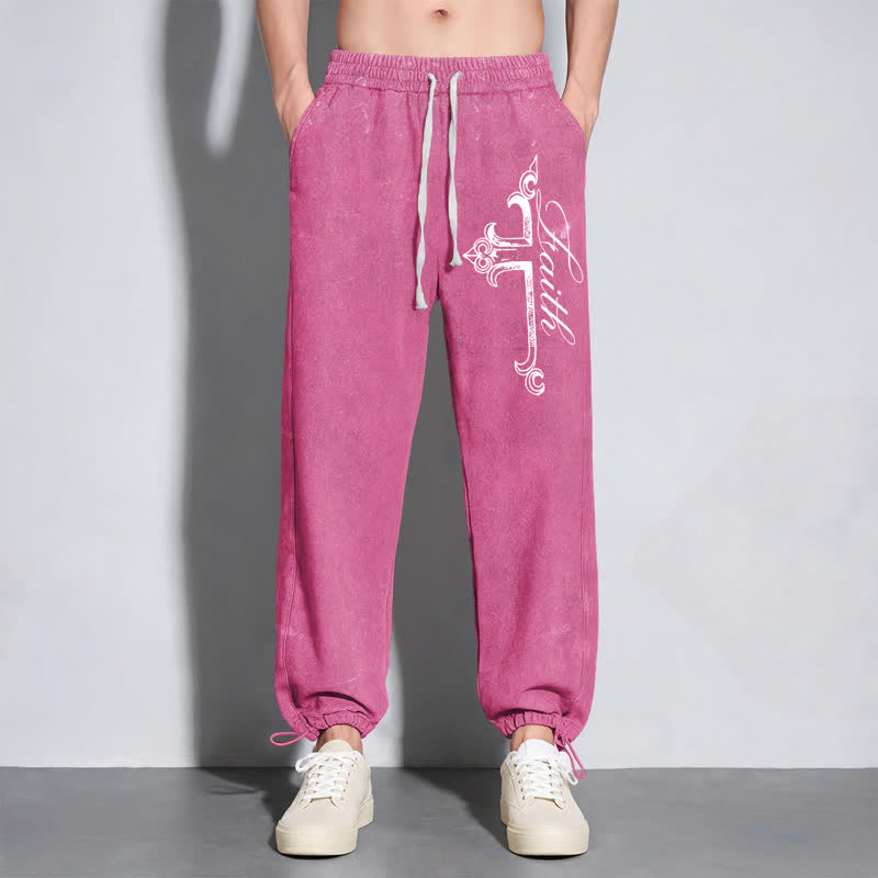 Christianartworkshop Pantalones deportivos lavados con cruz ornamentada de Walk By Faith - image 46