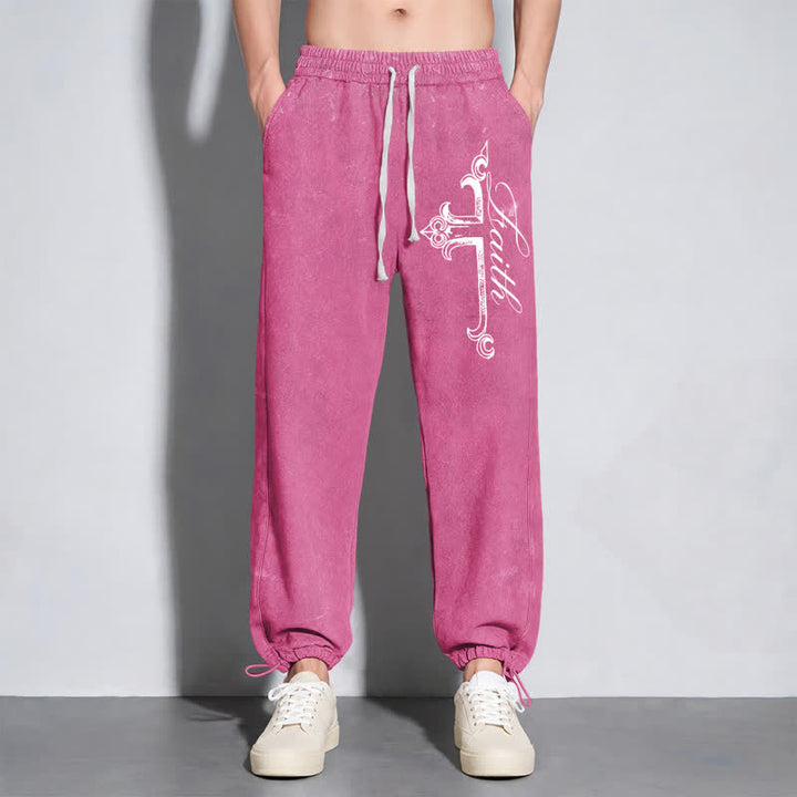 Christianartworkshop Pantalones deportivos lavados con cruz ornamentada de Walk By Faith - image 46