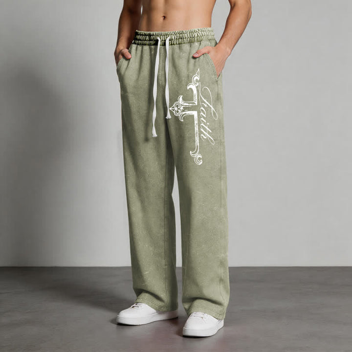 Christianartworkshop Pantalones deportivos lavados con cruz ornamentada de Walk By Faith - image 28