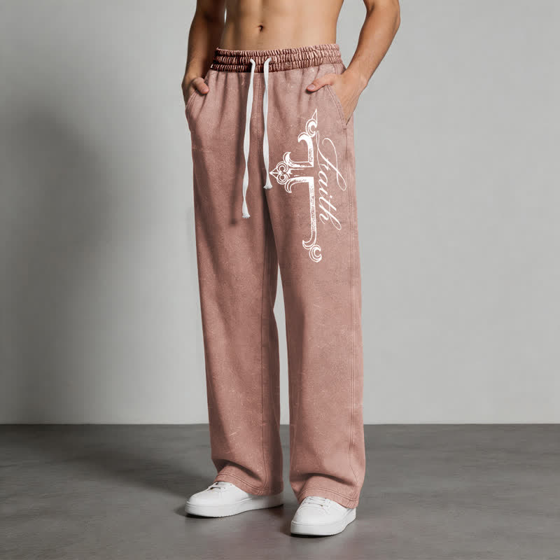 Christianartworkshop Pantalones deportivos lavados con cruz ornamentada de Walk By Faith - image 36