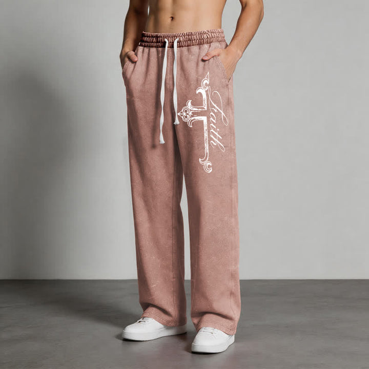 Christianartworkshop Pantalones deportivos lavados con cruz ornamentada de Walk By Faith - image 36