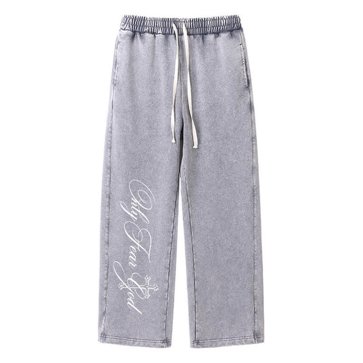 Christianartworkshop Pantalones deportivos lavados con la inscripción "Walk By Faith Cross" - Gris - 2XL - image 16