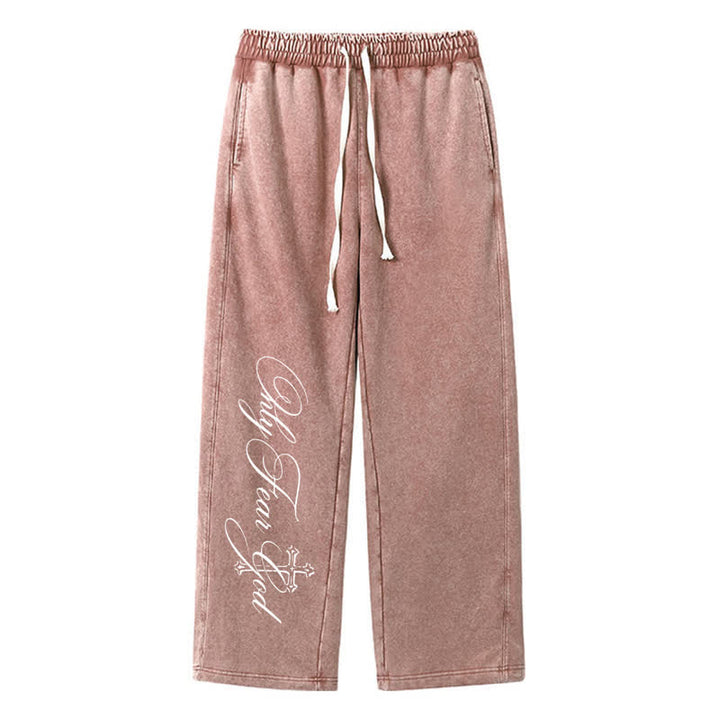 Christianartworkshop Pantalones deportivos lavados con la inscripción "Walk By Faith Cross" - Marrón - 2XL - image 32
