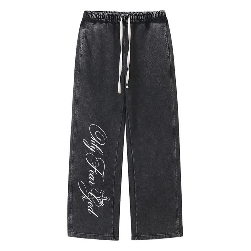 Christianartworkshop Pantalones deportivos lavados con la inscripción "Walk By Faith Cross" - Negro - 2XL - image 0