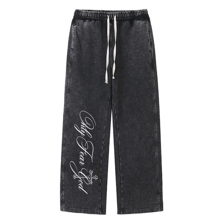 Christianartworkshop Pantalones deportivos lavados con la inscripción "Walk By Faith Cross" - Negro - 2XL - image 0