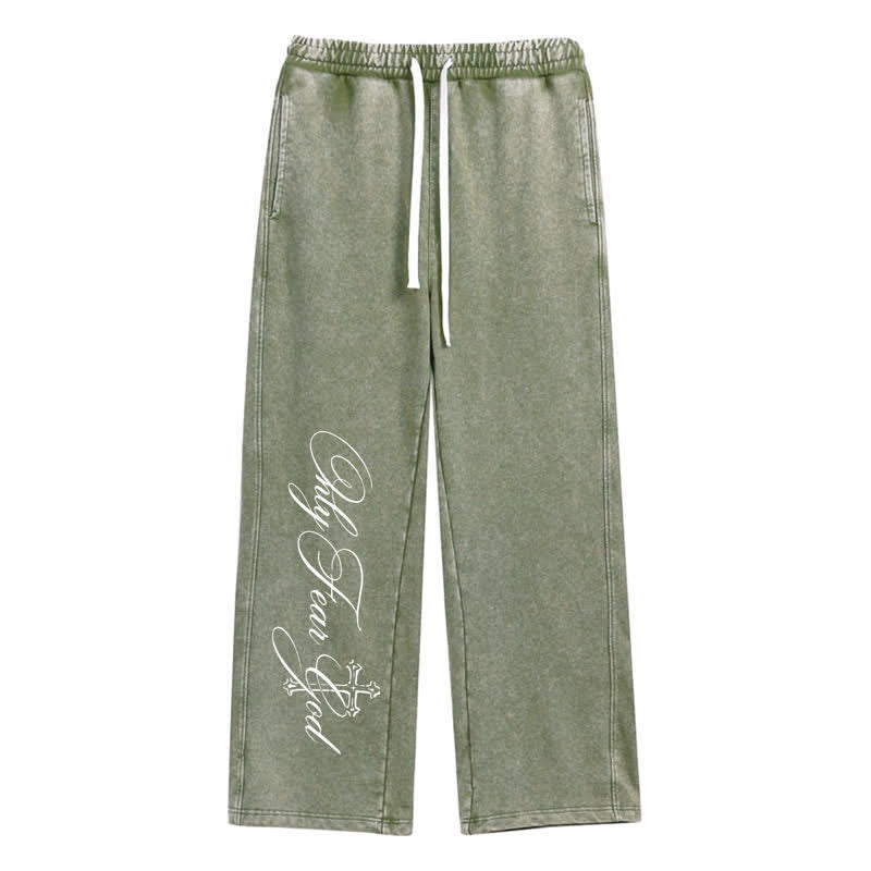 Christianartworkshop Pantalones deportivos lavados con la inscripción "Walk By Faith Cross" - Verde - 2XL - image 24