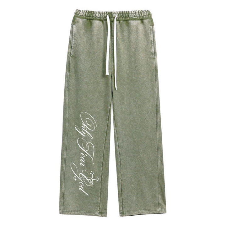 Christianartworkshop Pantalones deportivos lavados con la inscripción "Walk By Faith Cross" - Verde - 2XL - image 24