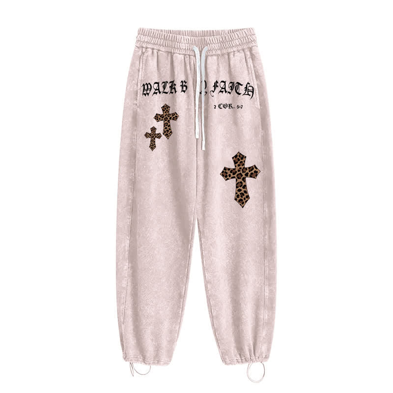 Christianartworkshop Pantalones deportivos Walk By Faith Leopard Cross Blush Washed - image 2