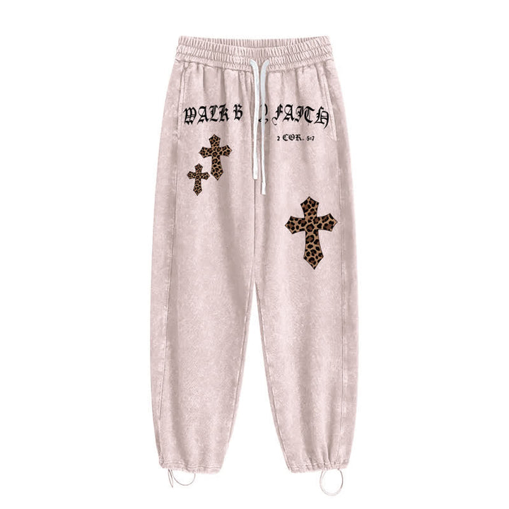 Christianartworkshop Pantalones deportivos Walk By Faith Leopard Cross Blush Washed - image 2