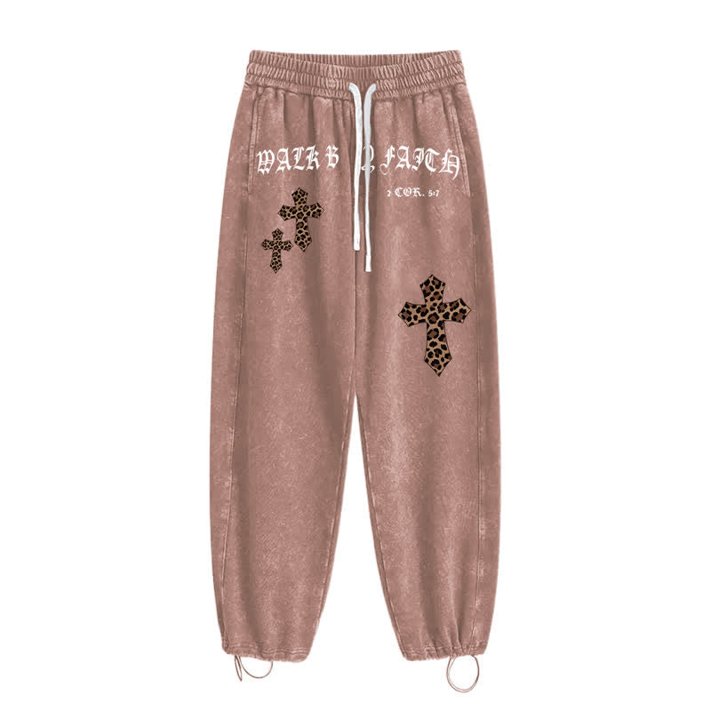 Christianartworkshop Pantalones deportivos Walk By Faith Leopard Cross Blush Washed - image 42