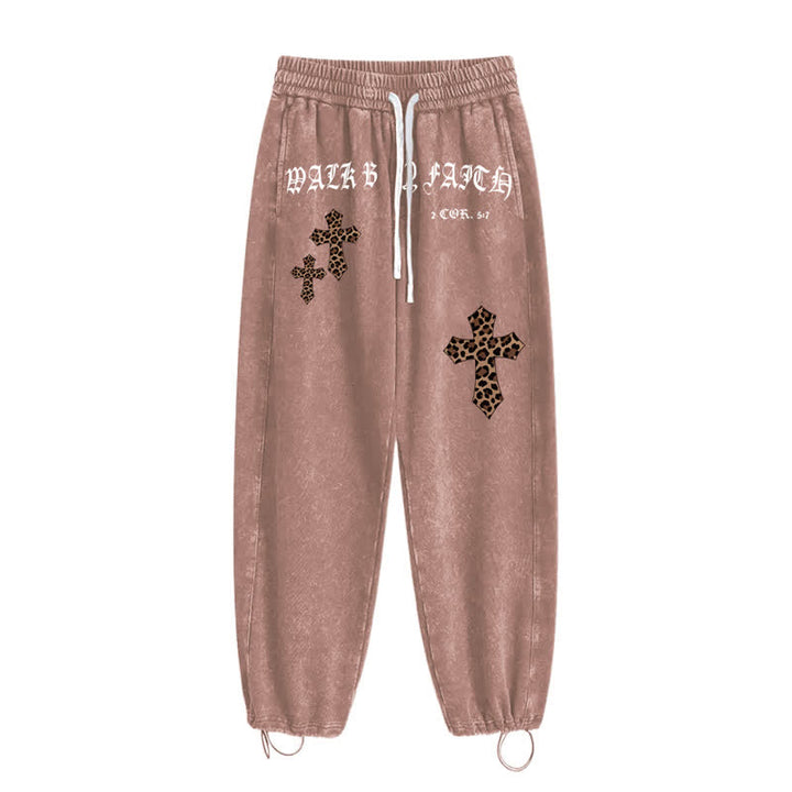Christianartworkshop Pantalones deportivos Walk By Faith Leopard Cross Blush Washed - image 42