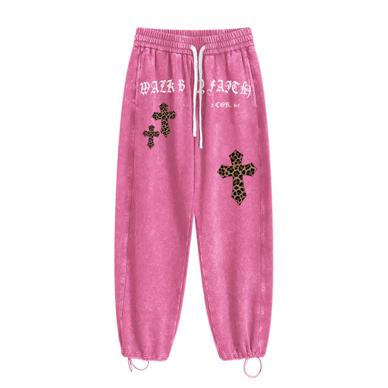 Christianartworkshop Pantalones deportivos Walk By Faith Leopard Cross Blush Washed - image 34