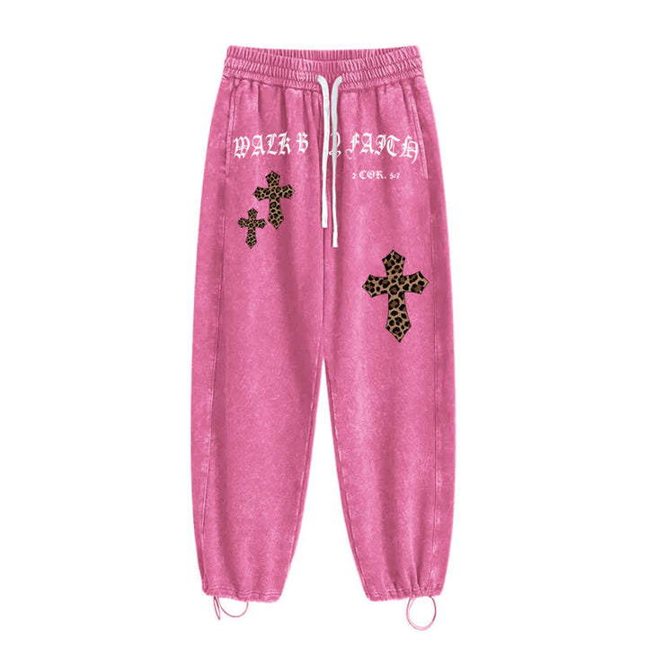 Christianartworkshop Pantalones deportivos Walk By Faith Leopard Cross Blush Washed - image 34