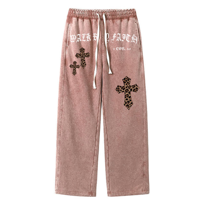 Christianartworkshop Pantalones deportivos Walk By Faith Leopard Cross Blush Washed - Marrón - 2XL - image 40