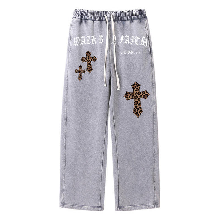 Christianartworkshop Pantalones deportivos Walk By Faith Leopard Cross Blush Washed - Gris - 2XL - image 16