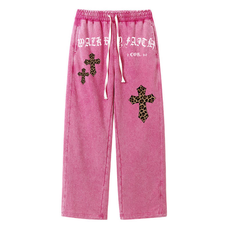 Christianartworkshop Pantalones deportivos Walk By Faith Leopard Cross Blush Washed - Rosa - 2XL - image 32