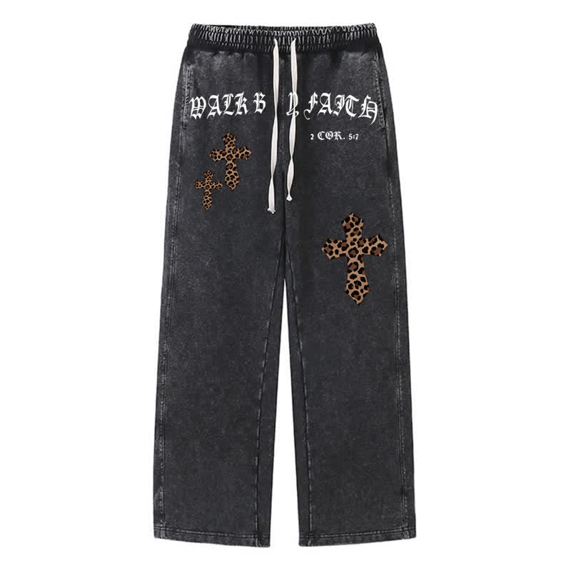 Christianartworkshop Pantalones deportivos Walk By Faith Leopard Cross Blush Washed - Negro - 2XL - image 8