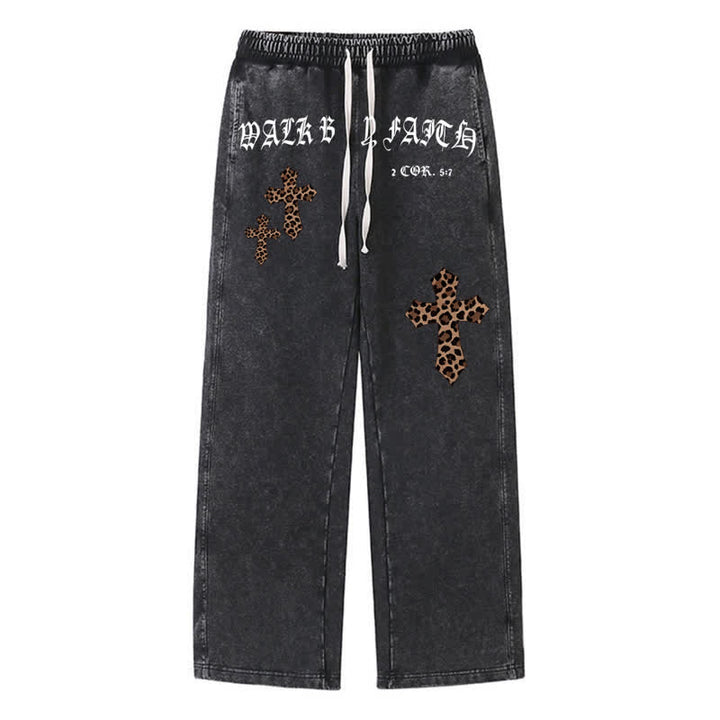 Christianartworkshop Pantalones deportivos Walk By Faith Leopard Cross Blush Washed - Negro - 2XL - image 8