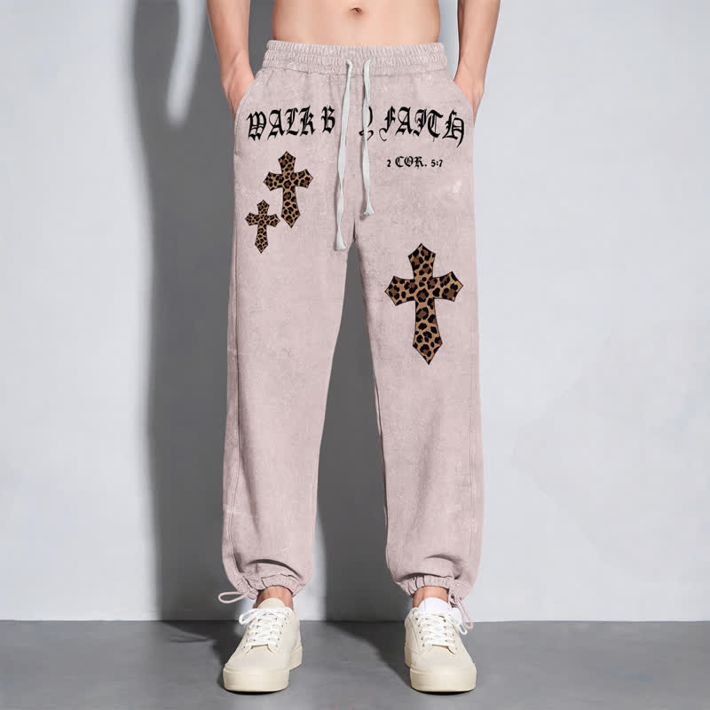 Christianartworkshop Pantalones deportivos Walk By Faith Leopard Cross Blush Washed - image 6