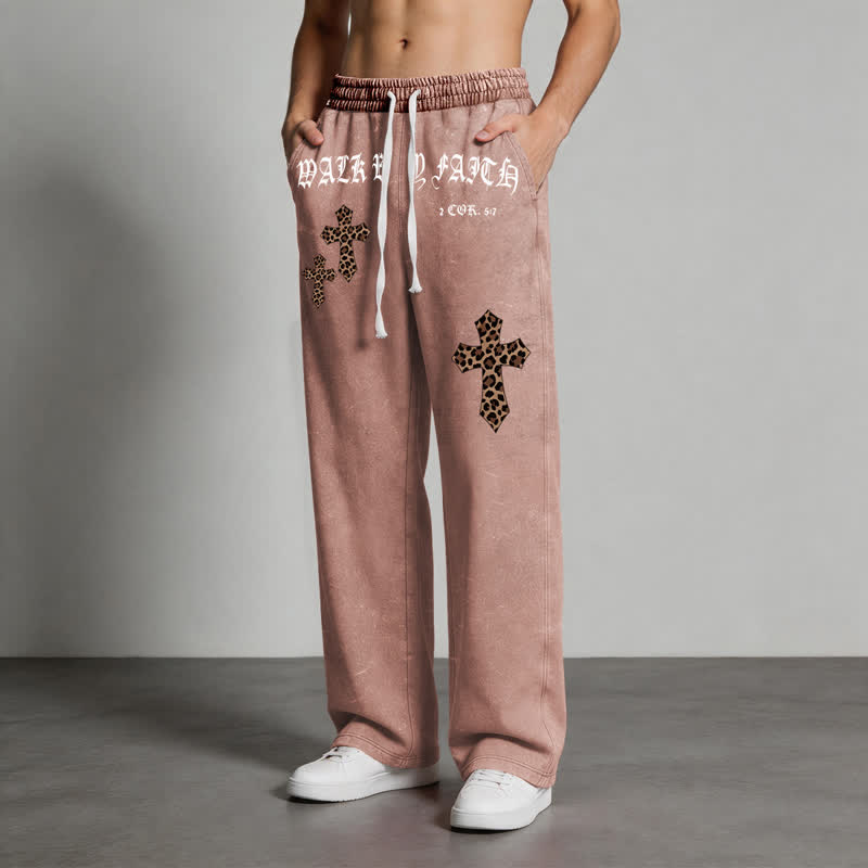 Christianartworkshop Pantalones deportivos Walk By Faith Leopard Cross Blush Washed - image 44