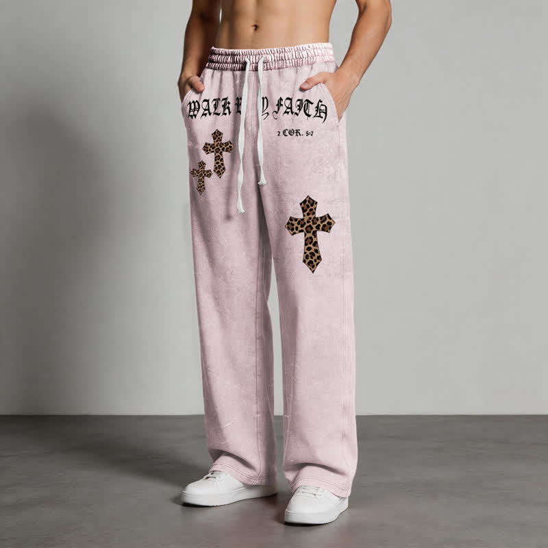 Christianartworkshop Pantalones deportivos Walk By Faith Leopard Cross Blush Washed - image 4