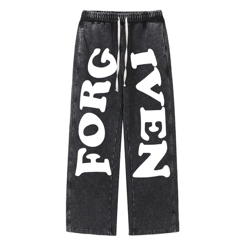 Christianartworkshop Pantalones deportivos Forgiven Statement de pierna ancha y lavados - Negro - 2XL - image 8