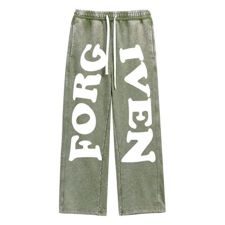 Christianartworkshop Pantalones deportivos Forgiven Statement de pierna ancha y lavados - Verde - 2XL - image 16