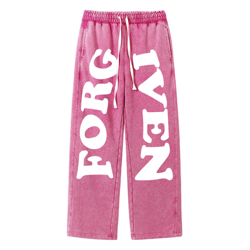 Christianartworkshop Pantalones deportivos Forgiven Statement de pierna ancha y lavados - Rosa - 2XL - image 40